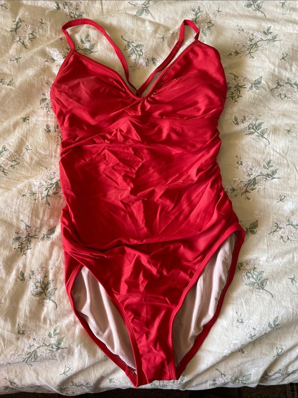 Merona Red V-Neck One-Piece Swimsuit